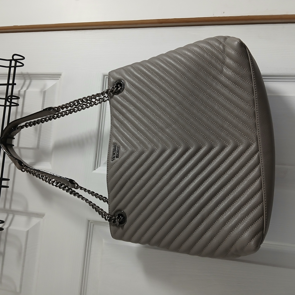 Elegant Gray Quilted Tote Bag